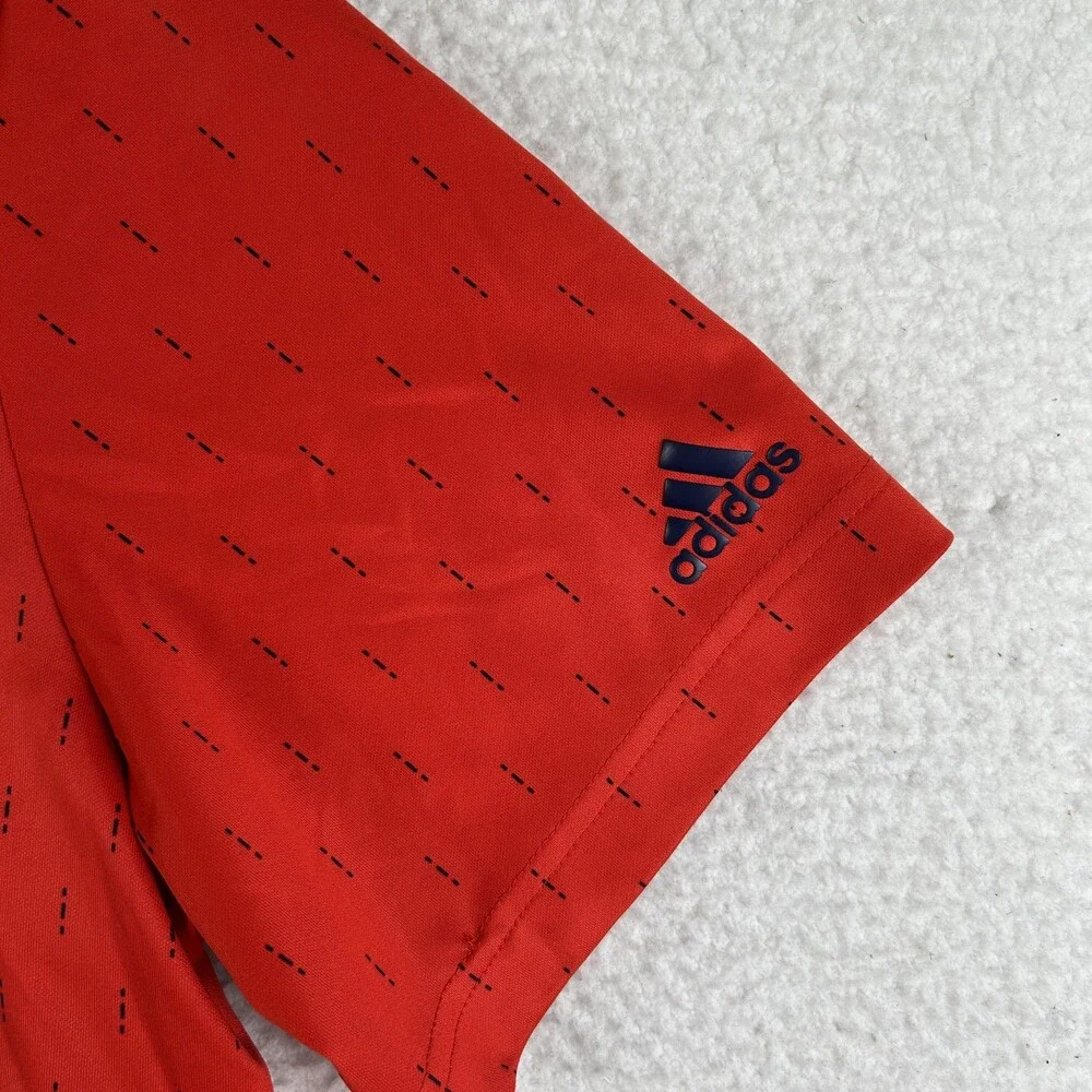 Adidas Polo Shirt Mens XL Red USA Golf Performance Geometric Short Sleeve